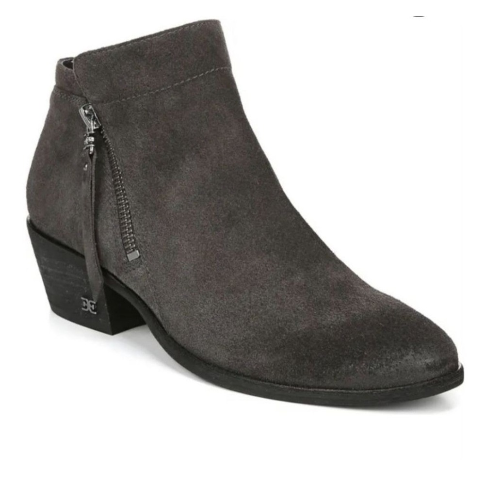 SAM EDELMAN Packer Asphalt Gray Suede Double Zip Ankle Boots & Booties 9.5